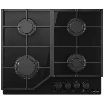 Варочная поверхность Monsher MGG 62 Noir, газовая, 59см, 4 конфорки, черная