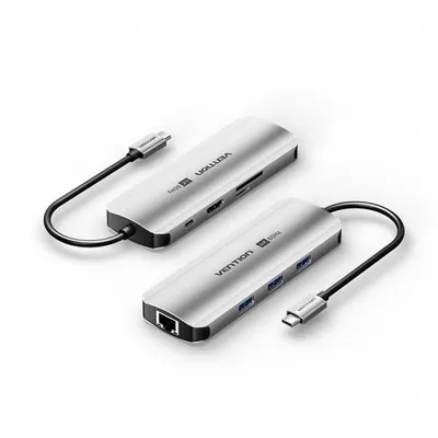 Хаб Vention TQKHB, USB Type-C 8 в 1, HDMI, Ethernet, USB