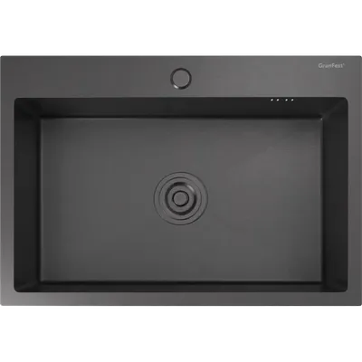 Кухонная мойка GranFest METAL 6545 PVD графит 1 чаша 600*350*205, монтаж: врезной, материал: нержавеющая сталь, цвет: графит