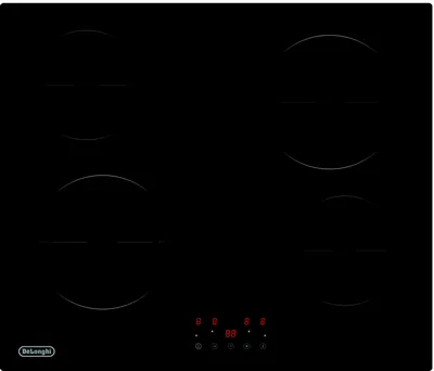Встраиваемая варочная панель Delonghi, Hi-Light, 60 см, 4 зоны нагрева, сенсорное управление, цвет черное стекло