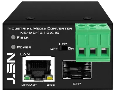 Медиаконвертер NST NS-MC-1G1GX/IS, Gigabit Ethernet, SFP, DIN-рейка