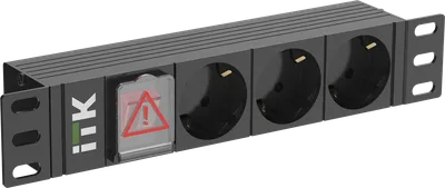 Блок розеток ITK PH12-3D3-P, 10", 3×Schuko, 16A, C14