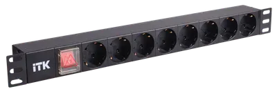 Блок розеток ITK PH12-8D3, 8 розеток, 1U, C14, алюминий
