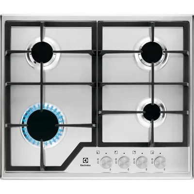Газовая панель Electrolux KGS6426SX, 4 конфорки, 7800 Вт, нерж. сталь
