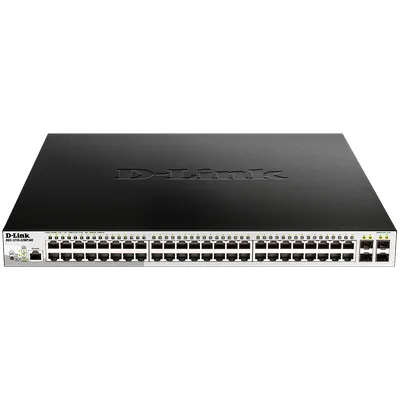 Коммутатор D-Link DGS-1210-52MP/ME/B2A, L2, 48×1GbE PoE, 4×SFP, PoE 370Вт