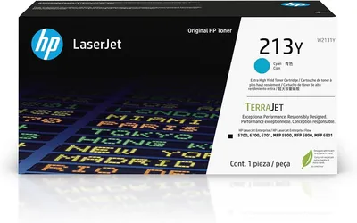 Картридж HP 213Y (W2131Y), голубой, оригинальный, XL, 12000 страниц
