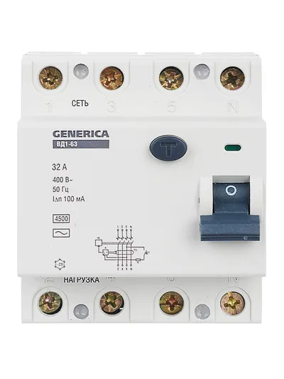 УЗО IEK ВД1-63 MDV15-4-032-100, 4P, 32 А, 100 мА, тип AC