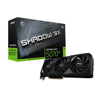 Видеокарта MSI GeForce RTX 5070 Ti 16G SHADOW 3X OC, 16 ГБ GDDR7, 256 бит