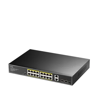 Коммутатор CUDY GS1018PS2, 16×1GbE PoE+ 200 Вт, 2×1GbE Uplink, 2×SFP
