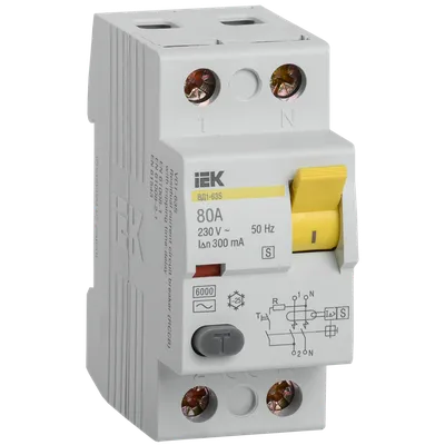 УЗО IEK ВД1-63S MDV12-2-080-300, 2P, 80 А, 300 мА, тип AC-S