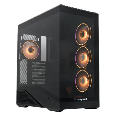 Корпус ПК HSPD F711-TGBK-ARGB, Full Tower, черный, TG, ATX