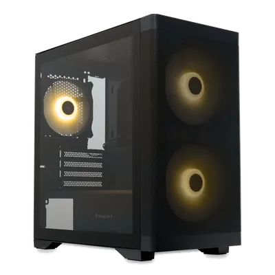 Корпус HSPD M320-TGBK-ARGB, Mini-Tower, mATX/mITX, 3 ARGB-вентилятора, закалённое стекло
