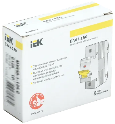 Выключатель автоматический IEK MVA50-1-125-C, 1П, 125А, 15кА, C