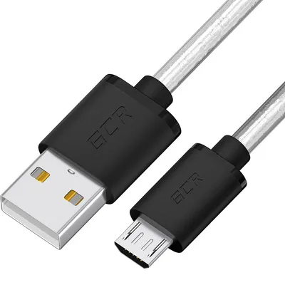 Кабель GCR GCR-54475, MicroUSB, 0.5м, быстрая зарядка, прозрачный