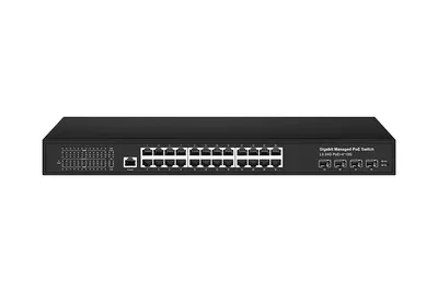 Коммутатор NST NS-SW-24G4G10-PL, L3, 24×1GbE PoE, 4×10GbE SFP+, 400W