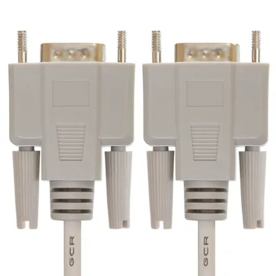 Удлинитель GCR GCR-51626, RS-232 DB9 M/F, 0.3м, нуль-модемный, 30 AWG, серый