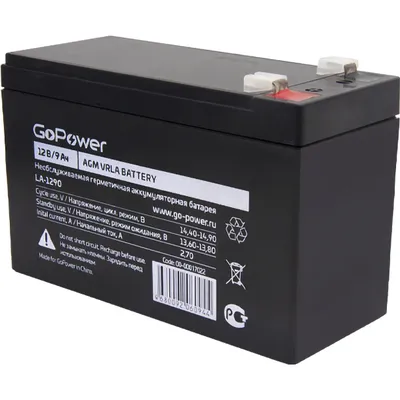 Аккумулятор GoPower 00-00017022, 12В, 9Ач, свинцово-кислотный