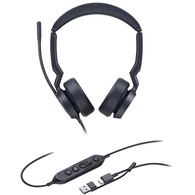 Гарнитура Yealink UH44 Dual UC USB-C/A, проводная, HD звук, шумоподавление