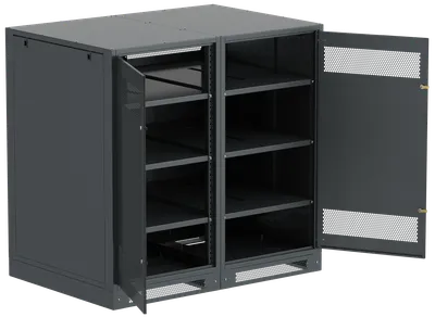Шкаф LINEA B (пустой) 1350х1400х950мм двустворчатая металлическая дверь черный