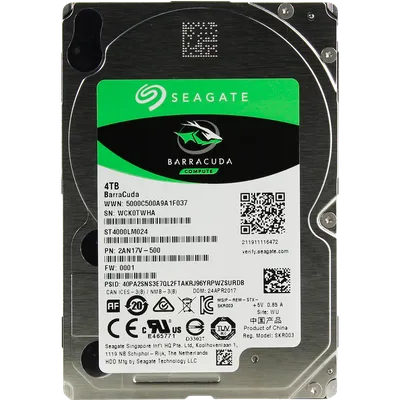 Жесткий диск Seagate Barracuda ST4000LM024, 4 ТБ, 2.5", SATA III, 5400 rpm