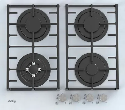 Варочная панель Korting HGG 6825 CTW, газовая, 60 см, 4 конфорки, WOK, стекло, белая