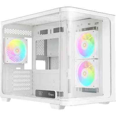 Корпус ПК Ocypus Iota-C50-WHD300CD-GL, Iota C50 Curve, Mini-Tower, TG, ARGB, белый