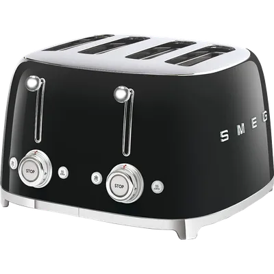 Тостер SMEG TSF03BLEU, 4 ломтика, черный, 2000Вт