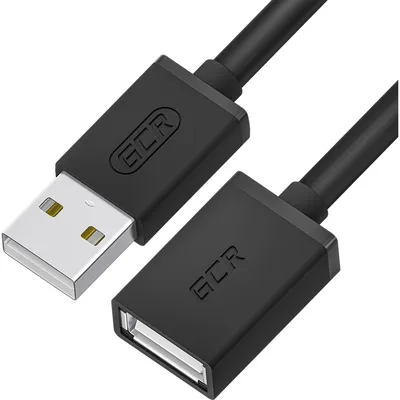 Кабель GCR GCR-55069, удлинитель USB 2.0 AM/AF, 1 м, 28/24 AWG, чёрный