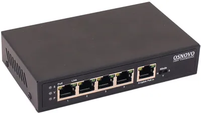 Коммутатор OSNOVO SW-8050/D, неуправляемый, 5×1GbE, 4×PoE, 85 Вт