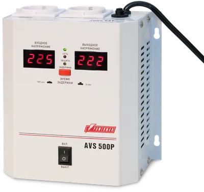 Стабилизатор POWERMAN AVS-500P, 500ВА, 2 розетки, ступенчатый