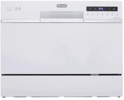Посудомоечная машина Delonghi/ Панель управления из акрилата, Вместимость: 6 комплектов, А++, Управление: электронное, Расход воды: 7 л, Уровень шума: 49 дБ, Скрытый нагревательный элемент, Самоочищающийся фильтр, Лоток для столовых приборов, Количество программ: 6, Количество температурных режимов: 7, Таймер отсрочки мойки: 1-24 ч, LED-дисплей, Сушка посуды: конденсационная, Стандартные программы мойки: обычная программа для повседневного мытья, интенсивная программа для сильнозагрязненной посу