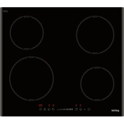 Встраиваемая варочная панель Korting/ 60 см,  сенсорное управление Slider Touch,  4 индукционные зоны приготовления, LED индикация для каждой зоны, Таймер, Функция "Защита детей", Автоматическое отключение, Индикация остаточного тепла, Booster для всех зон, TWIN Booster для 1ой зоны,  Цвет:  черный, Дизайн рамки: 2 скошенных края