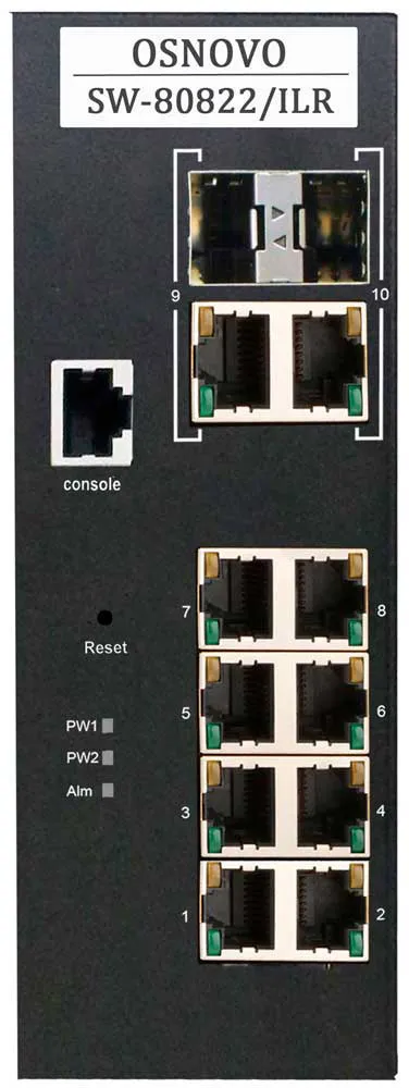 Коммутатор OSNOVO SW-80822/ILR, L2+, 12 портов, 8×PoE, Gigabit