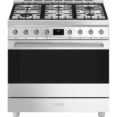 Плита SMEG C9GMX2 Classica, 90×60 см, 6 газовых конфорок, электродуховка 115 л