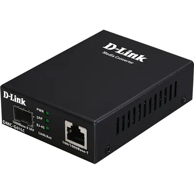 Медиаконвертер D-Link DMC-G10SC/A1A, 1×100/1000Base-T, 1×1000Base-LX SC, 10 км