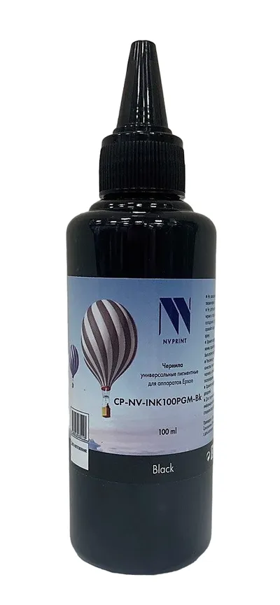 Чернила NV Print NV-INK100PGM-Bk, пигментные, чёрные, 100 мл, для Epson
