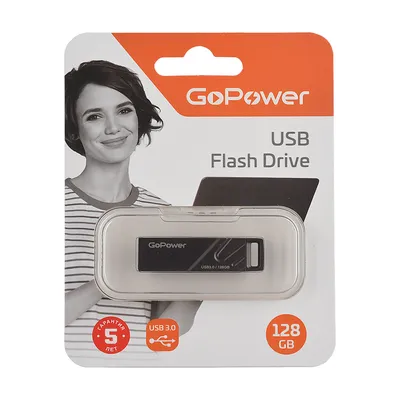 Флеш-накопитель GoPower 00-00025959, TITAN, 128 ГБ, USB 3.0