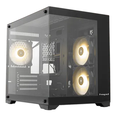 Корпус HSPD F330-TGBK-ARGB, Mini-Tower, mATX/mITX, 3×120 мм ARGB