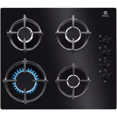 Газовая панель Electrolux KGG6407K, 4 конфорки, стекло, 7650 Вт