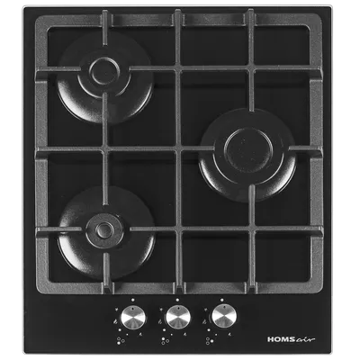 Варочная панель HOMSair HGG433BK, газ, 3 конфорки, черный
