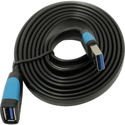 Кабель-удлинитель Vention VAS-A13-B150, USB 3.0 AM/AF, 1,5 м, плоский