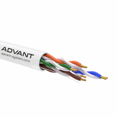 Кабель витая пара, неэкранированная U/UTP, категория 6, 4 пары (23 AWG), одножильный (solid), с разделителем, –20°C – +75°C, Цвет: белый, оболочка PVC нг(А)-LS.