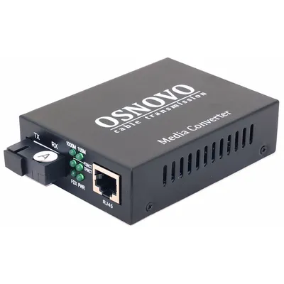 Медиаконвертер OSNOVO OMC-1000-11S5a, Gigabit Ethernet, 1×RJ45, 1×SC, SM до 20 км