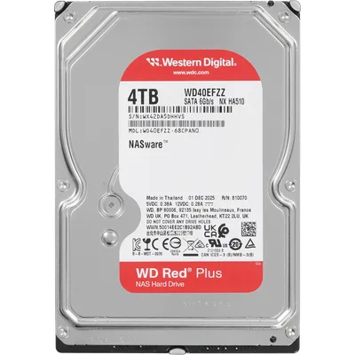 Жесткий диск WD WD40EFZZ, 4TB, SATA III, NAS Red Plus, 5400rpm