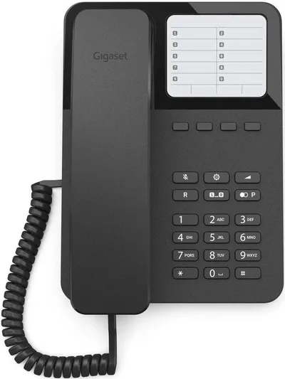 Телефон проводной Gigaset DESK400, 1 линия, чёрный, настенный монтаж