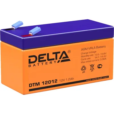 Аккумулятор Delta DTM 12012, 12 В, 1.2 А·ч, AGM, клеммы F1