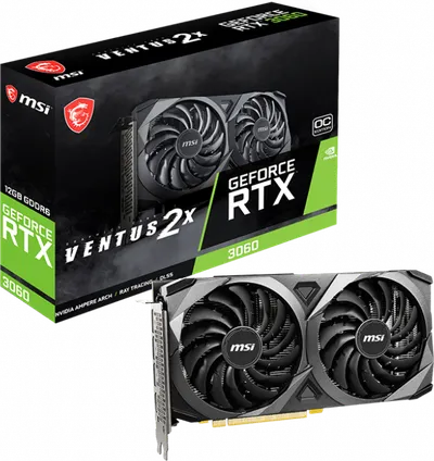 Видеокарта MSI GeForce RTX 3060 VENTUS 2X 12G OC, 12 ГБ GDDR6, 192 бит, PCIe 4.0