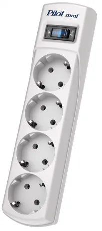 Сетевой фильтр Pilot Mini 4 розетки (евро с заземлением), 10А/2.2кВа, автомат, 10 м/ Surge protector Pilot Mini 4 euro outlets, 10A / 2.2kVt, automatic circuit-breaker, 10 m