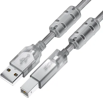 Кабель GCR GCR-52421 USB 2.0, AM/BM, 0.75м, ферритовые кольца, прозрачный