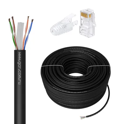 Кабель GCR GCR-56636, витая пара UTP кат.6А, 100м, LSZH, + 50 коннекторов RJ-45
